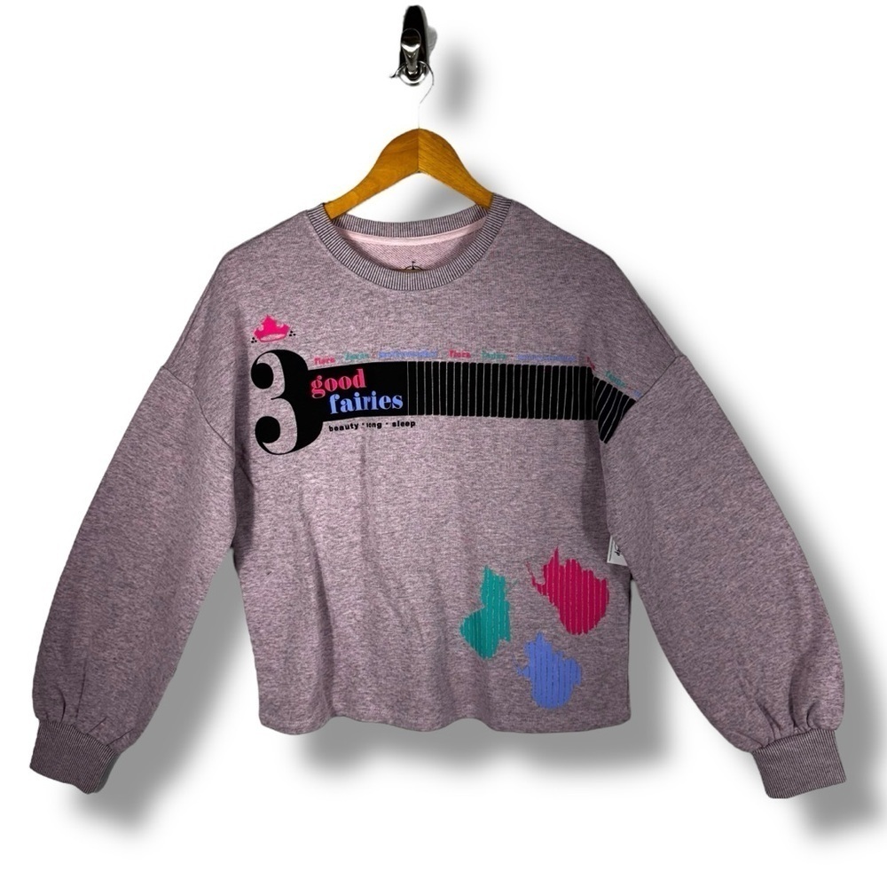 Disney Parks Sleeping Beauty 3 Good Fairies Sweatshirt, Heathered Pink, Size M